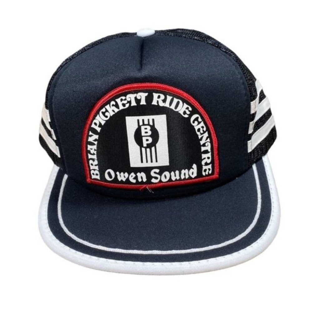 Vintage 90s Owen Sound Ontario Canada Ride Centre 3  Stripes Trucker Hat